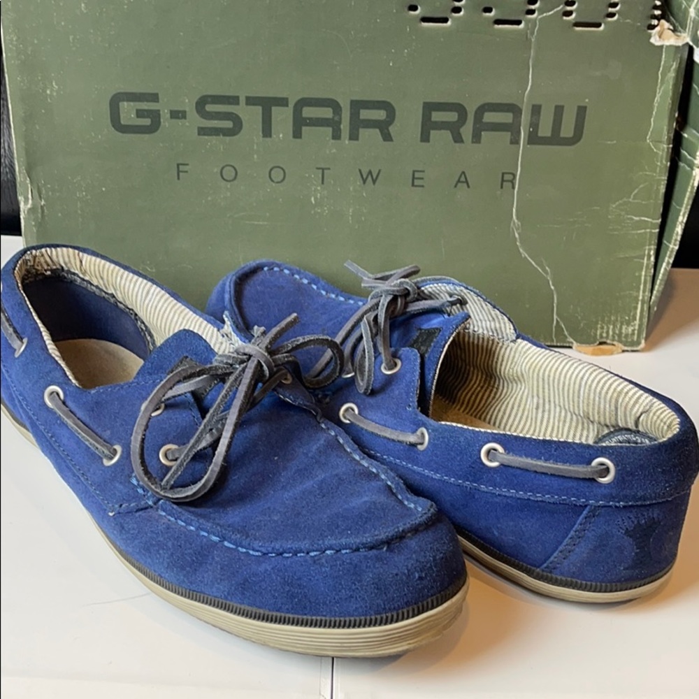 🎉 FREE W/ 2 item bundle 🎉 Used G-Star Blue Suede boat shoes us9